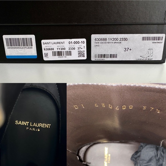 ✨New SAINT LAURENT Lukas Croc Embossed Suede 40mm Zip Western Booties Size 37.5 - Picture 11 of 12